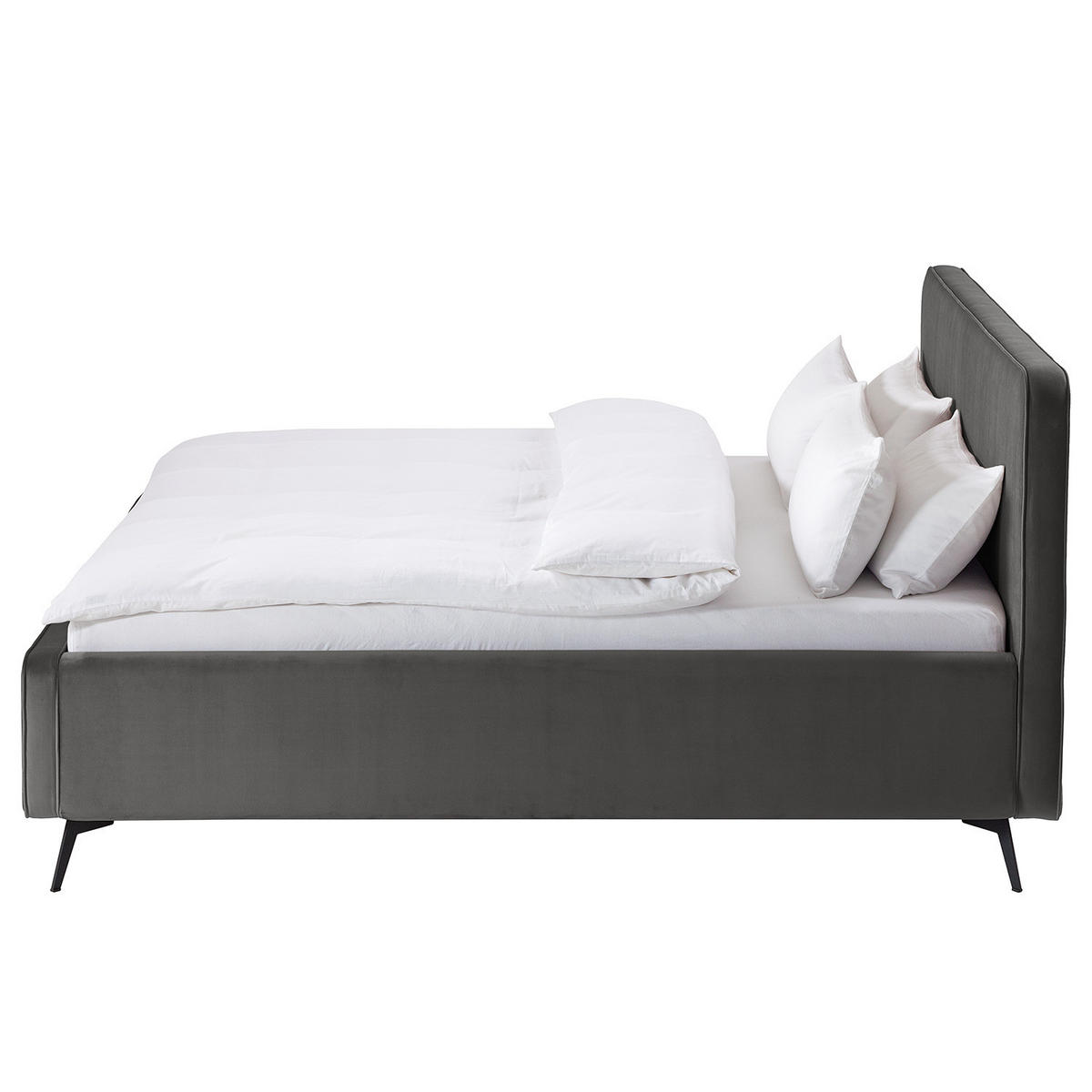 POLSTERBETT - Dunkelgrau, Textil (180/200cm) - home24