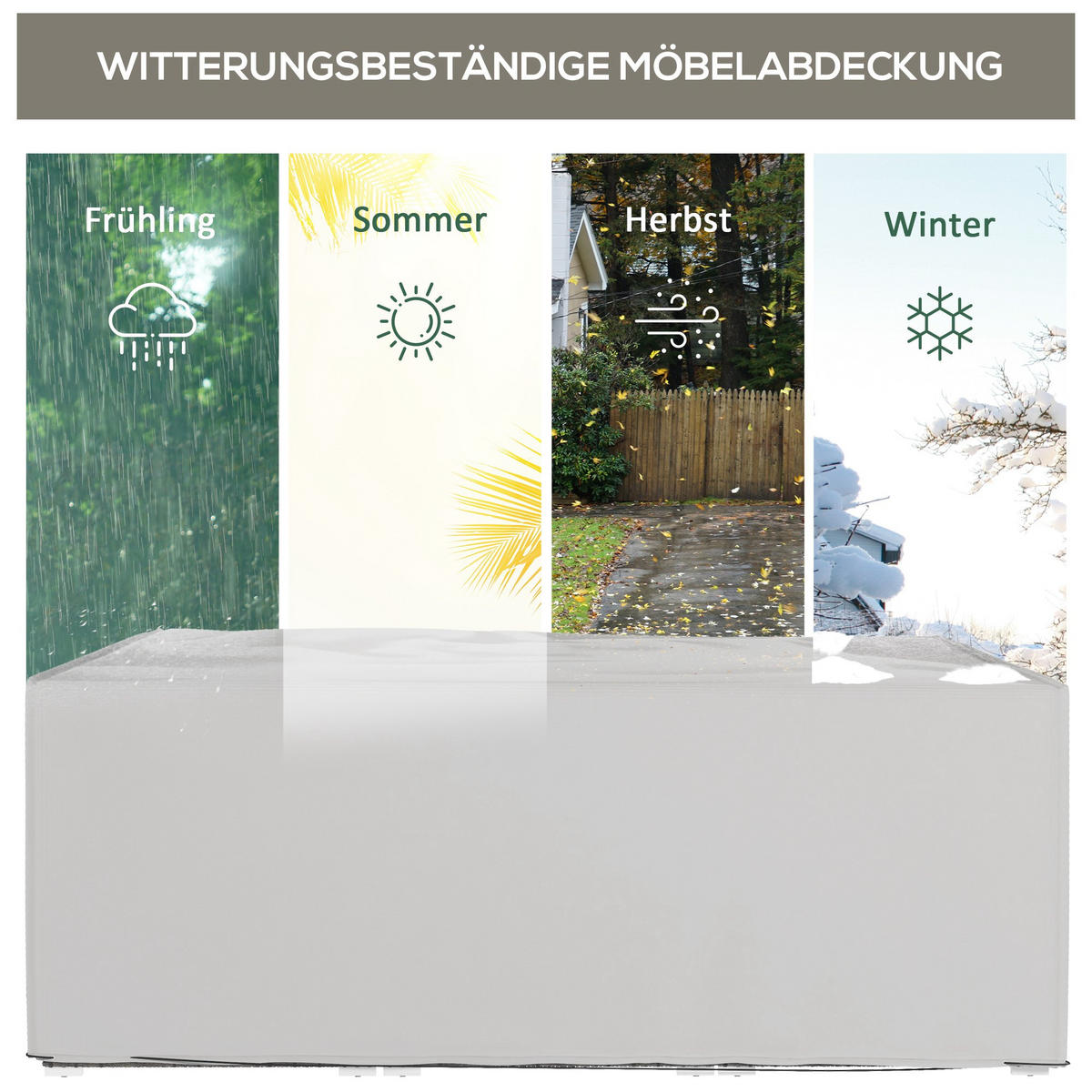 SCHUTZHÜLLE für Gartenmöbel Winterfest Wasserdicht Abdeckung Anti-UV Abdeckplane - Grau, Textil (140/80/210cm) - Outsunny