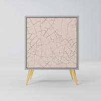 SIDEBOARD CERAMIC TEXTURE, Grau, 57,5x42x75,5 cm, Goldfarbene Metallfüße - Goldfarben/Multicolor, Holzwerkstoff/Metall (57.5/75.5/42cm) - SpaceRebels