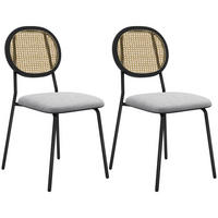 ESSZIMMERSTÜHLE 2er-Set DE-13239 Rotin-Rückenlehne & Stahlgestell Grau - Grau, Metall (54/87/44cm) - ComfortXL