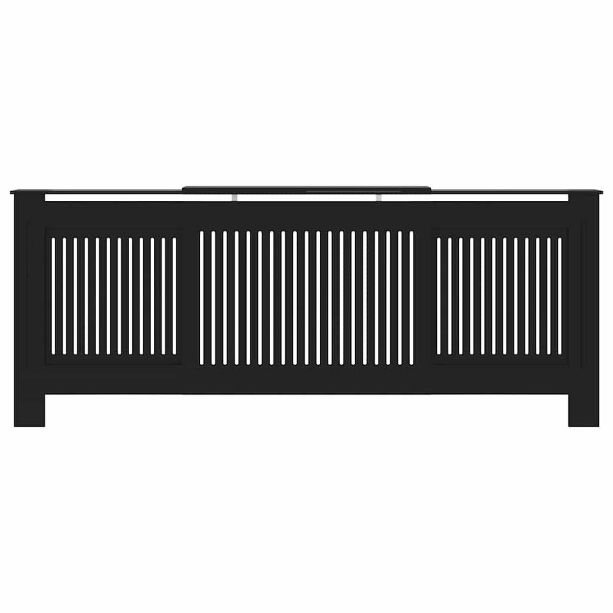 HEIZKÖRPERABDECKUNG mit vertikalen Lamellen, 141-205 cm, aus MDF, Schwarz, modernes Design für Wohnzimmer - Schwarz, Holz (19/205/81.5cm) - vidaXL