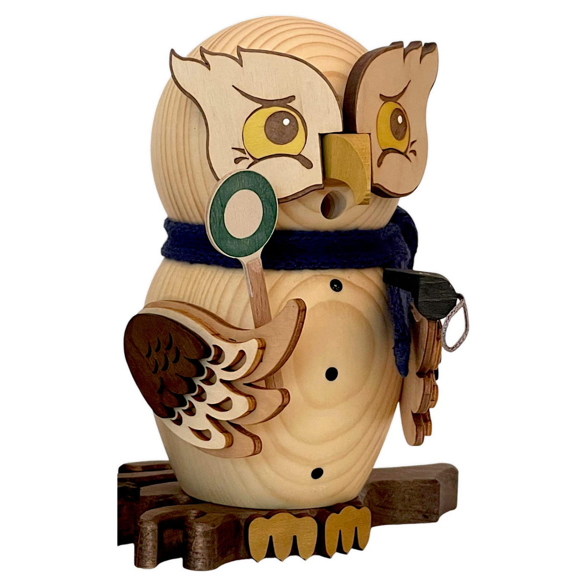 RÄUCHERFIGUR Eule mit Eisenbahn 15 cm - Multicolor, Holz (10/15/10cm)