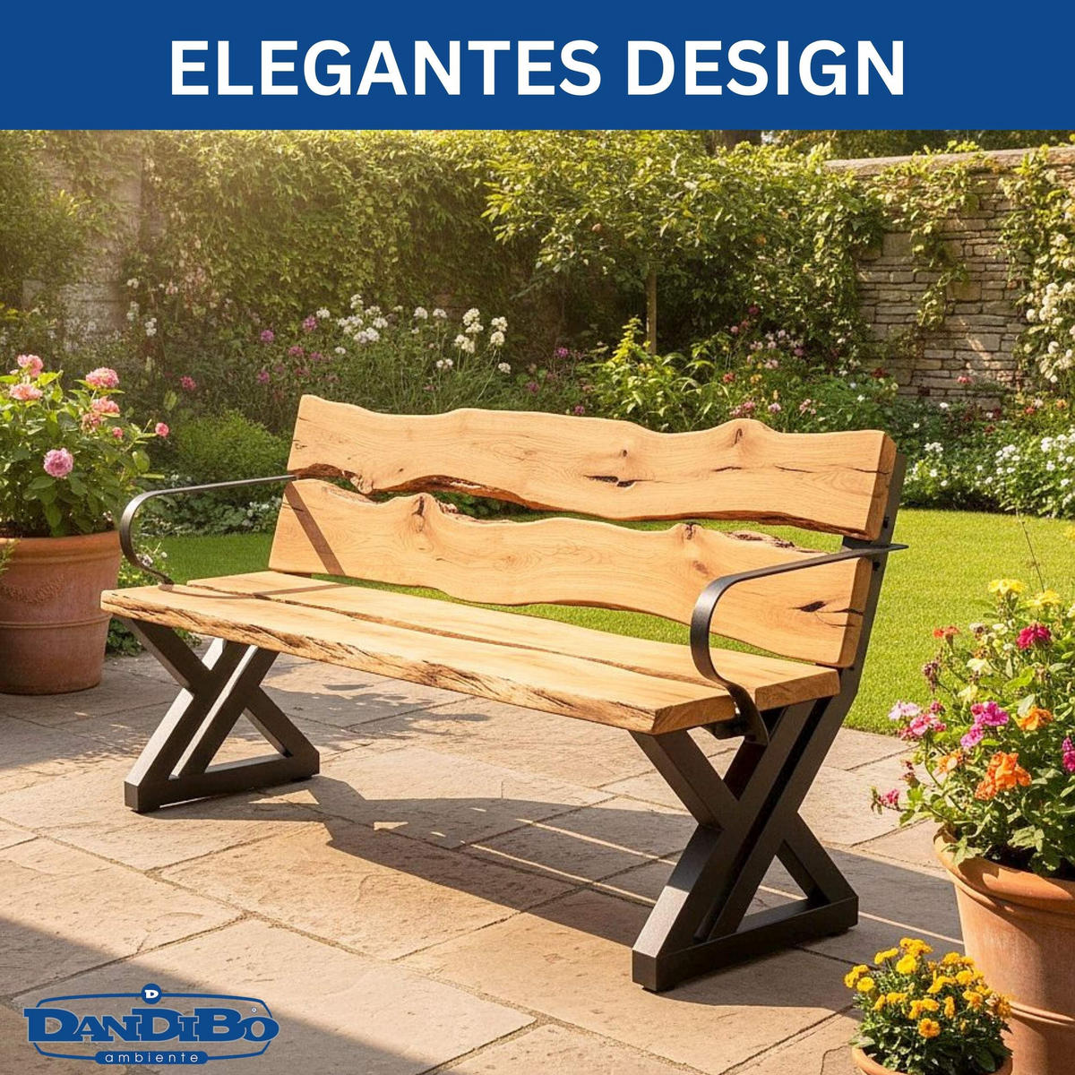 BANKGESTELL mit Lehne Schwarz 45/75 cm - Schwarz, Metall (45/75/5cm) - DanDiBo