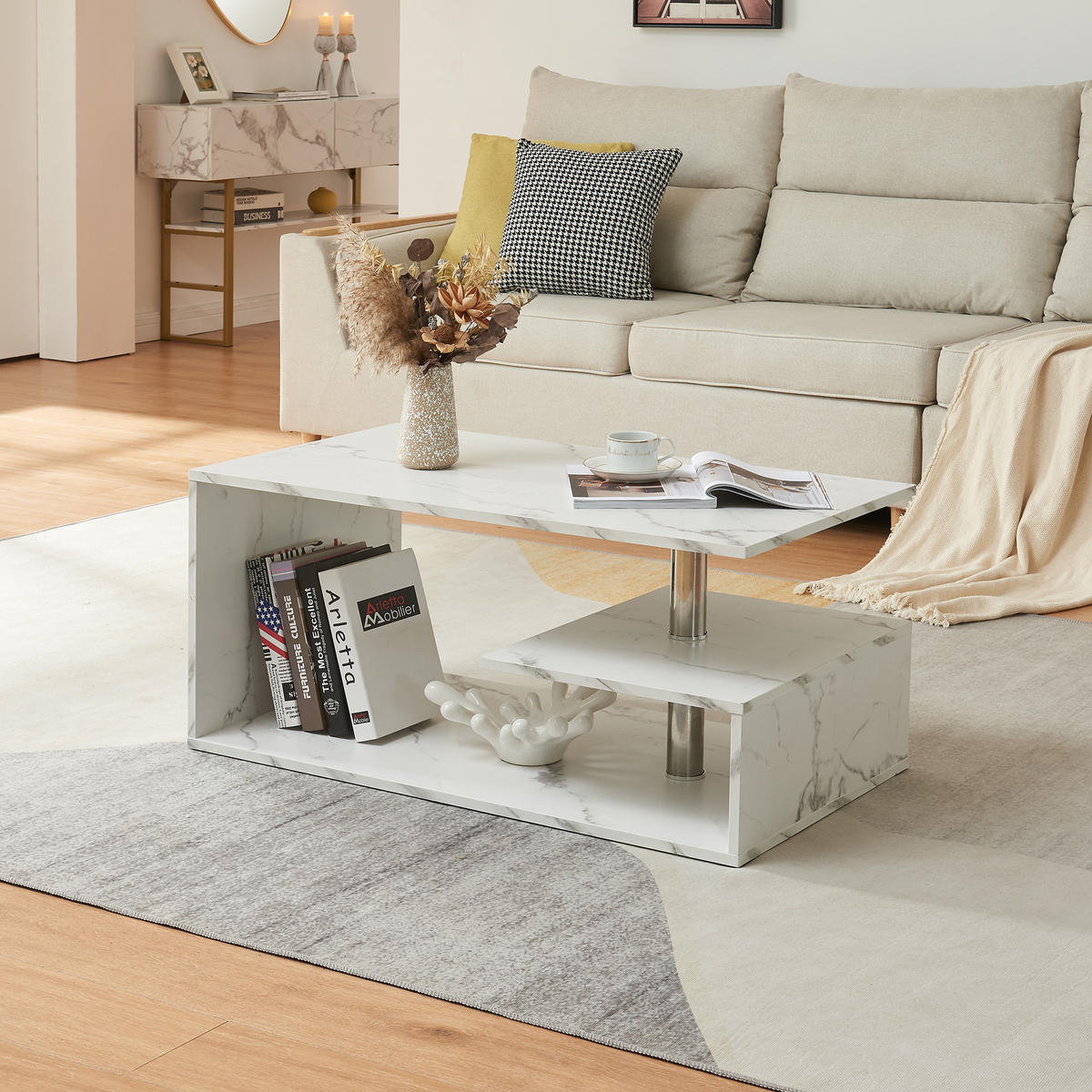 COUCHTISCH Haarlem 50/90/41 - Weiß, Holzwerkstoff (90/50/41cm) - [en.casa]