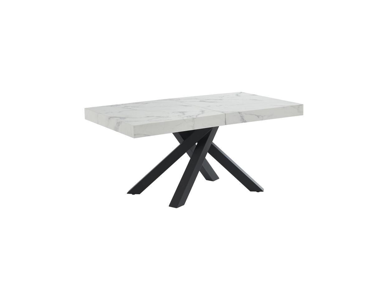 ESSTISCH ausziehbar - 6 bis 10 Personen - MDF & Metall - Marmor-Optik Weiß & Schwarz - CATONAV - Hellgrau, Holz (240/90/75cm) - Vente-Unique