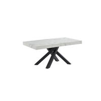 ESSTISCH ausziehbar - 6 bis 10 Personen - MDF & Metall - Marmor-Optik Weiß & Schwarz - CATONAV - Hellgrau, Holz (240/90/75cm) - Vente-Unique