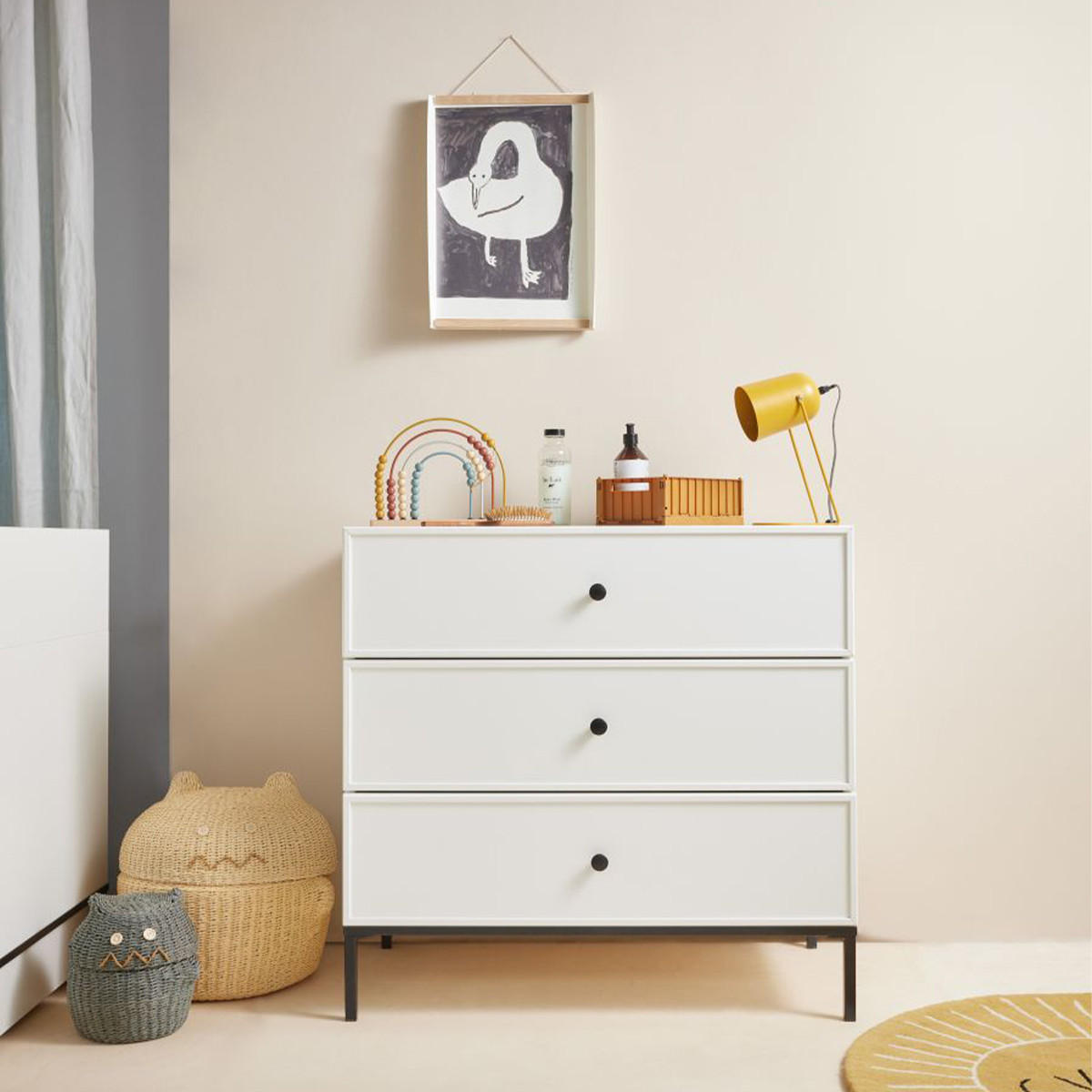 DĚTSKÁ KOMODA Lumi Černobílý - bílá, kompozitní dřevo (90/86.5/50cm) - Petits-meubles