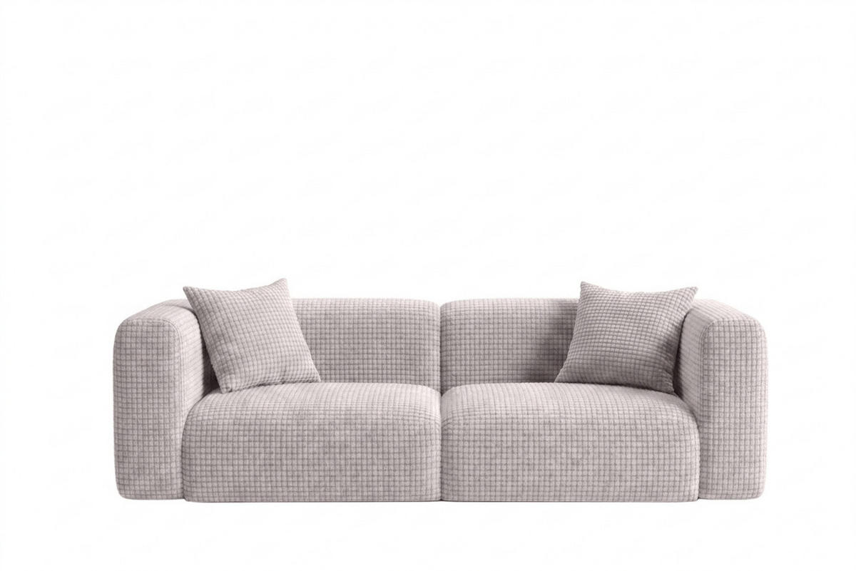 SOFA 2-Sitzer, Chenille-Stoff Cremona, Hellgrau, GRETA - Hellgrau, Holz (228/70/89cm) - Kaiser Möbel