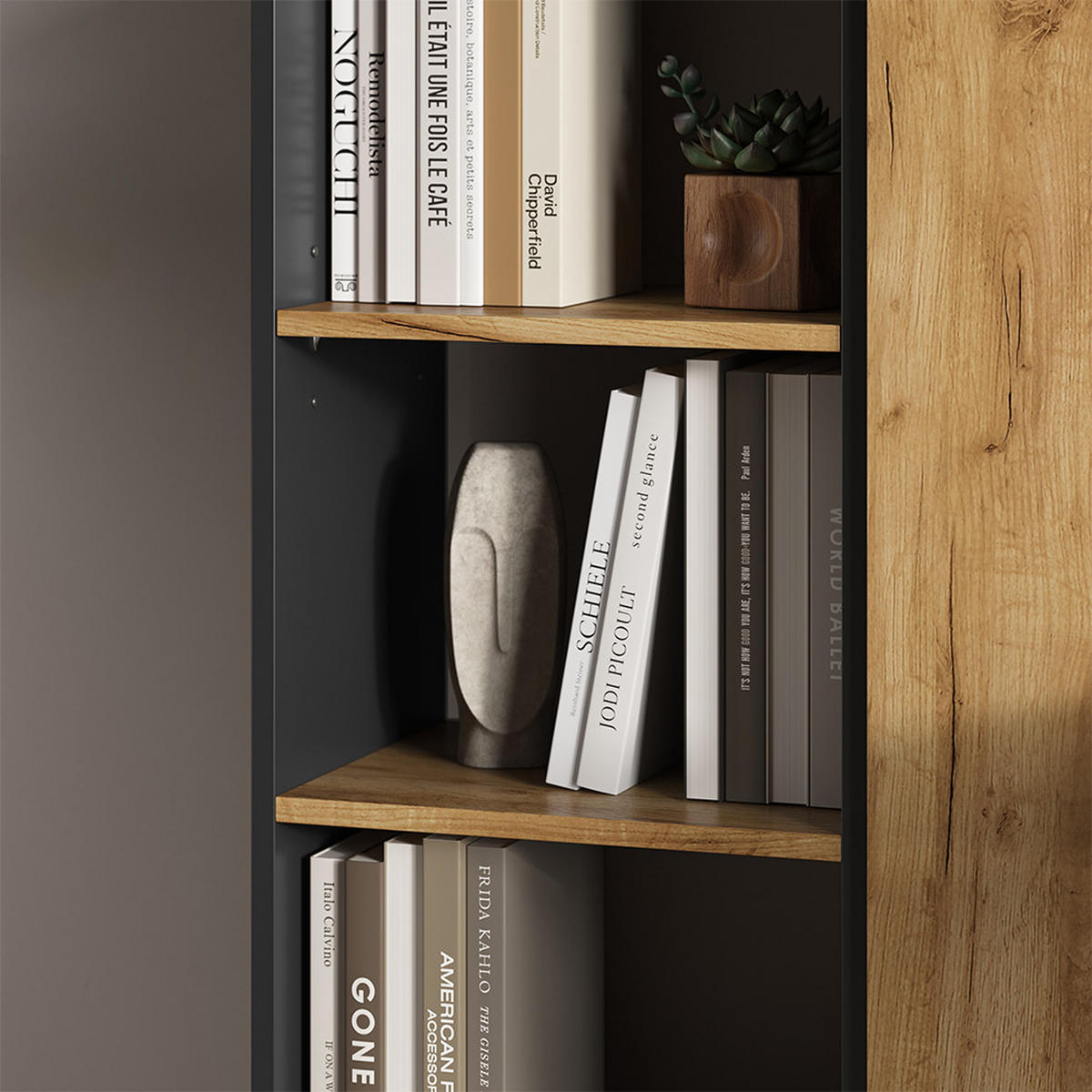 BÜCHERREGAL Tomy Anthrazit/Goldkraft Eiche 40 x 120 cm ,4 Fächer - Honigeiche/Anthrazit, Holzwerkstoff (40/120/30cm) - Vicco