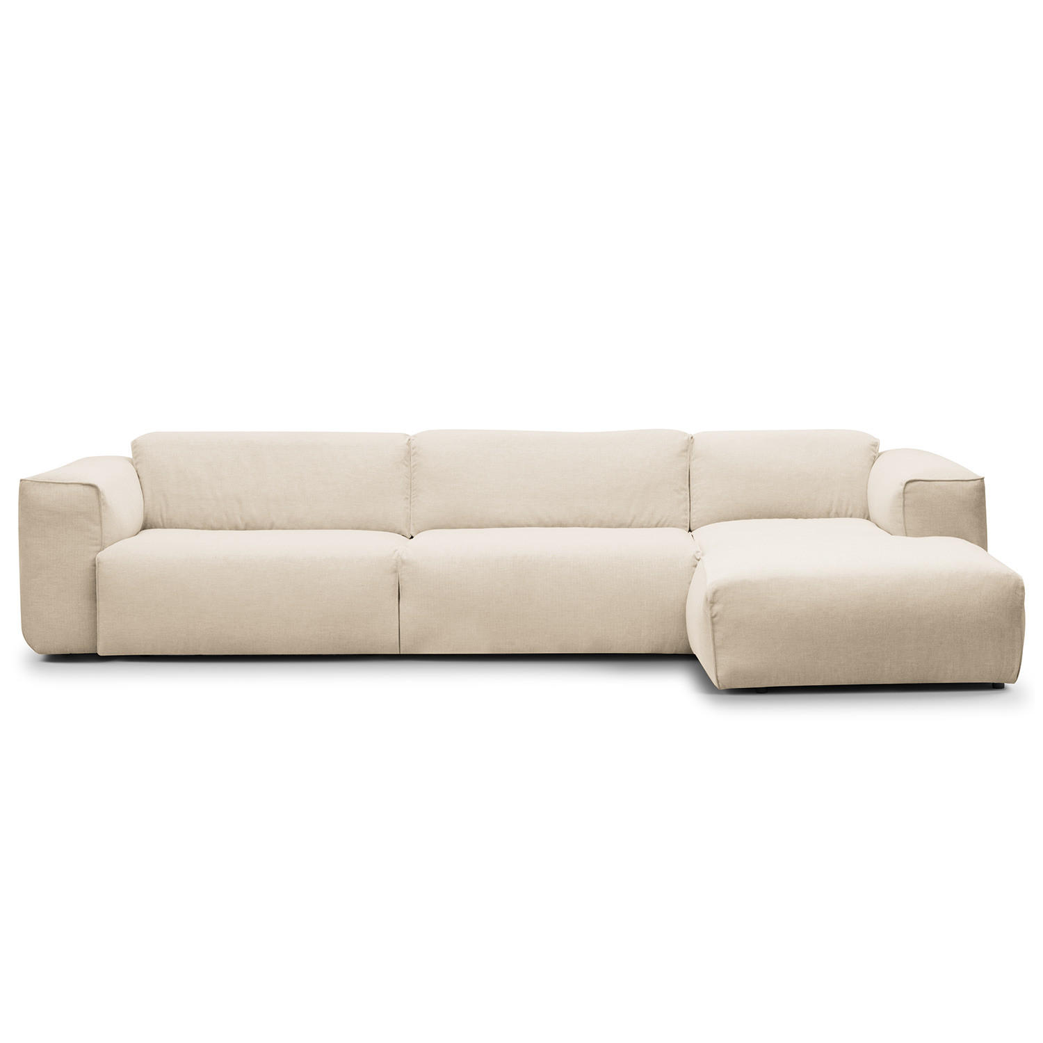 3-SITZER ECKSOFA mit Longchair - Beige/Schwarz, Textil (317/173cm) - home24