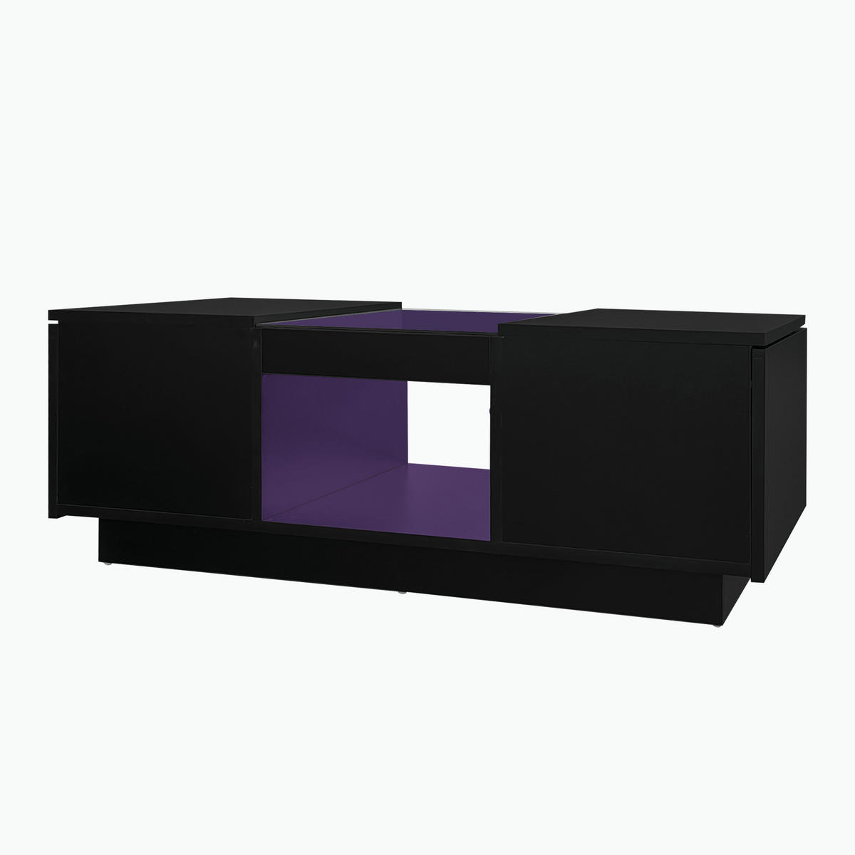 COUCHTISCH 100/50/35,5 cm schwarz mit Glasverkleidung und LED-Beleuchtung - Schwarz, Holzwerkstoff (100/50/35.5cm) - OKWISH
