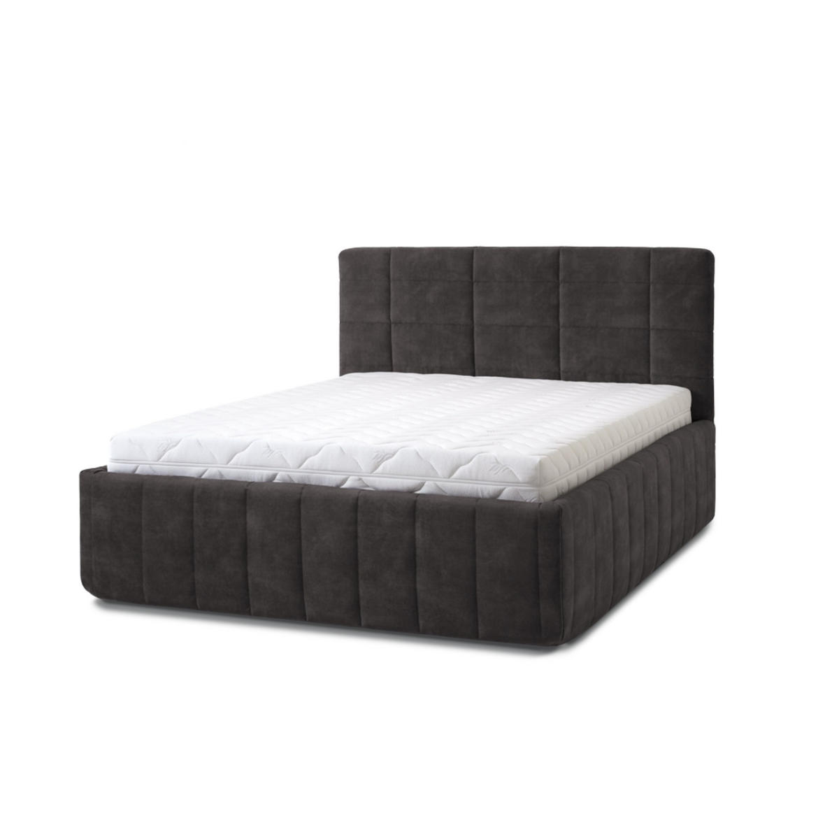 POLSTERBETT Reta Grande 180x200 in Plüsch Anthracite - Anthrazit, Holz (180/200cm) - Letti Moderni