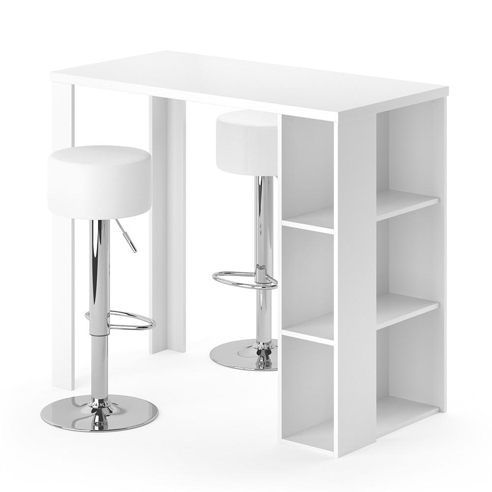 BARTISCH-SET Noel Weiß 120 x 60 cm mit 2 Barhockern - Weiß, Holzwerkstoff (120/105.6/60cm) - Vicco