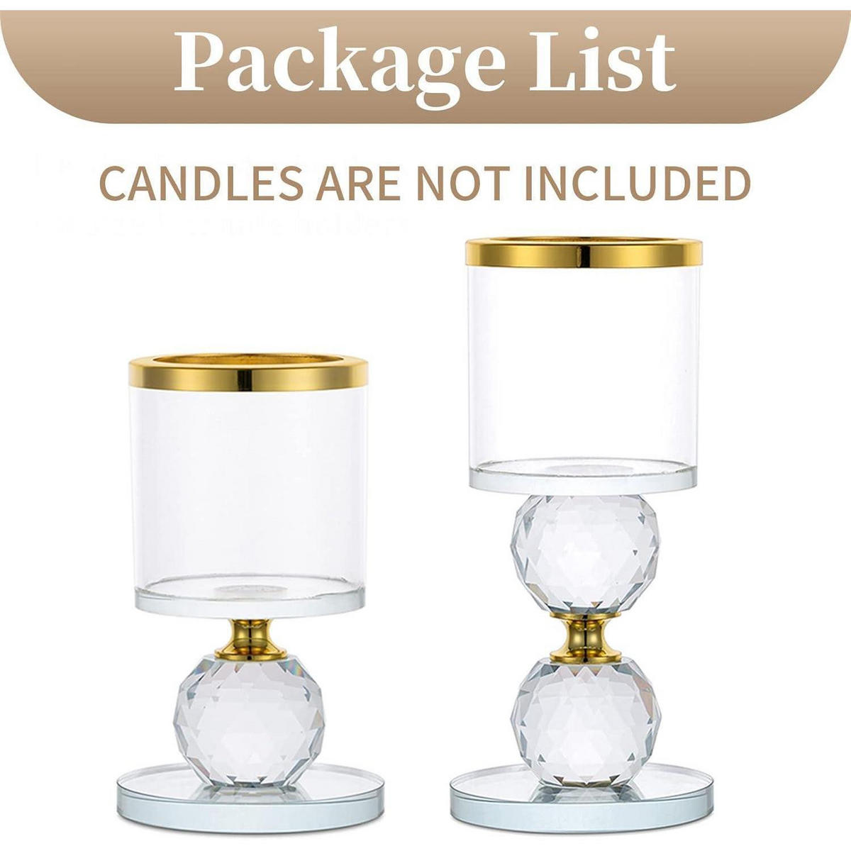 KERZENSTÄNDER 2-teiliges Set Glas Kristall Gold - Goldfarben, Glas (7/15.3/7cm)