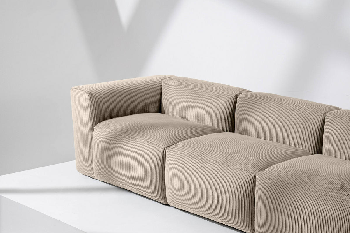 3-SITZER-MODULSOFA BUFFO mit extrem weicher und bequemer Sitzfläche, Kordstoff, beige - Beige, Textil (290/73/96cm) - KONSIMO®