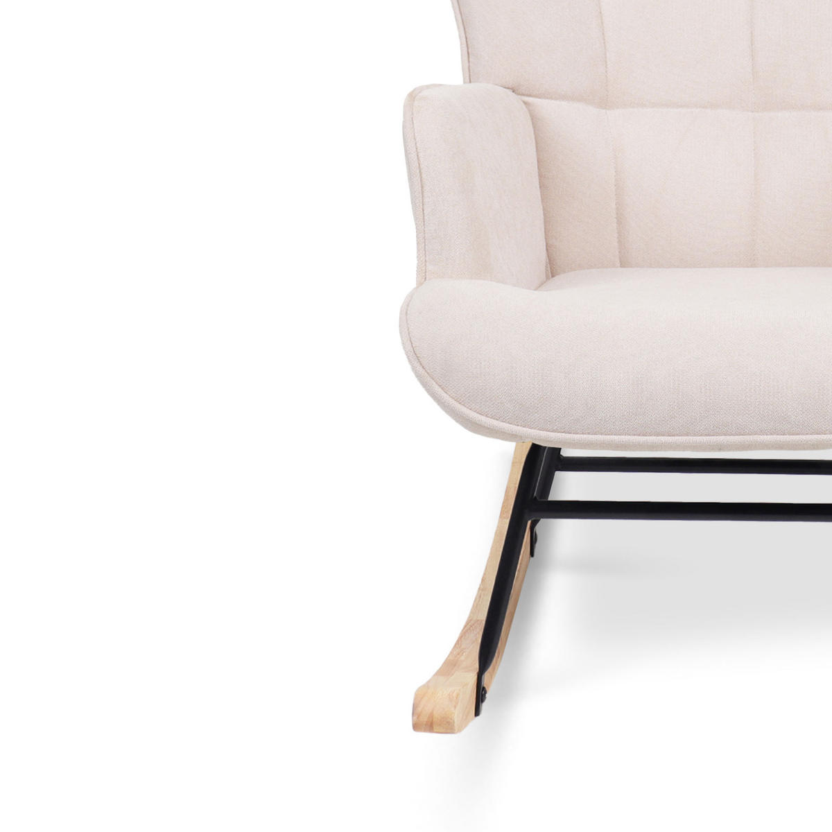 SCHAUKELSTUHL Luna Skandinavischer aus beigem Stoff mit Nähten - Beige/Akaziefarben, Holz/Holzwerkstoff (67/91/85.5cm) - Sicaan