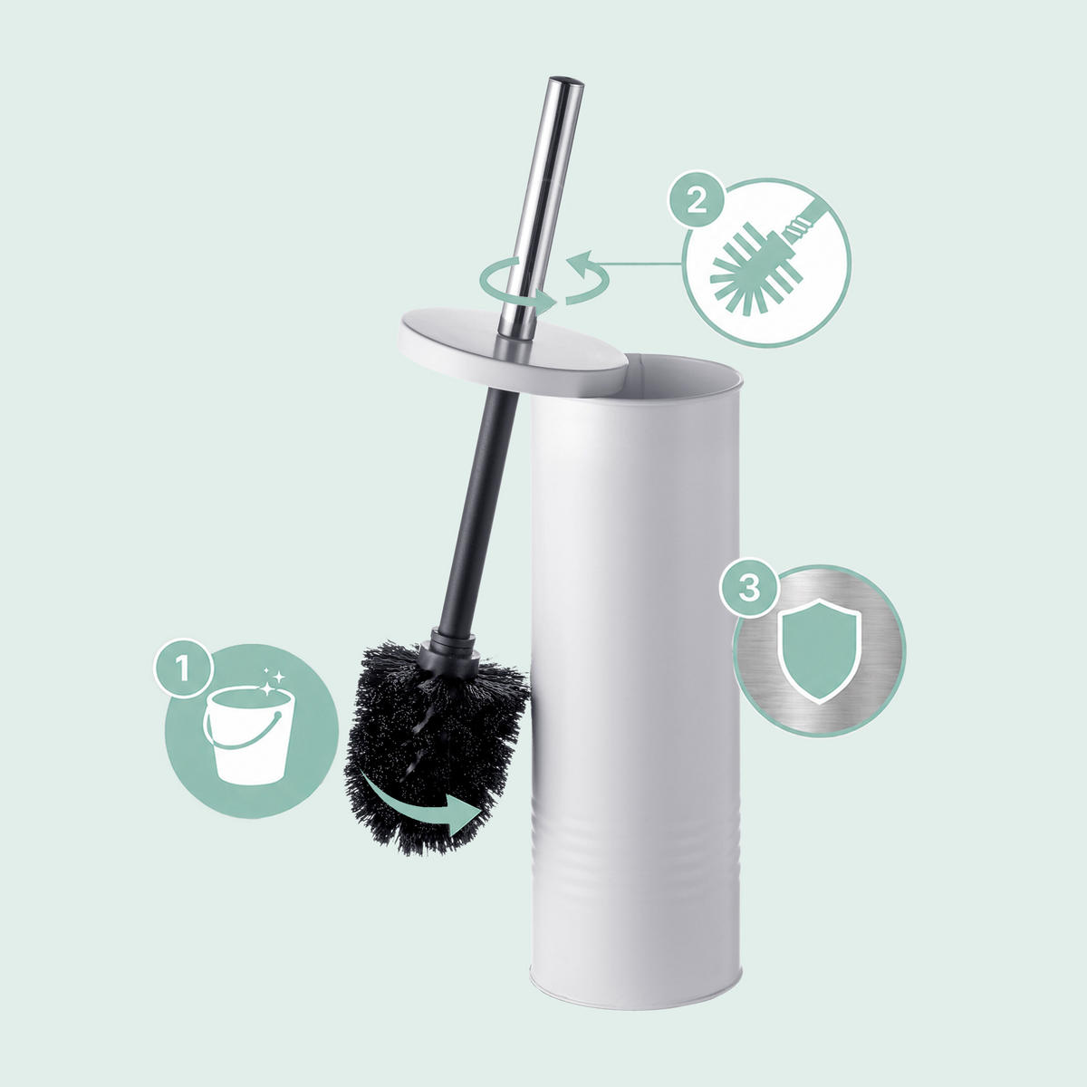 2-TLG.BADEZIMMER-SET - Weiß, Kunststoff/Metall (20.5/27.5/20.5cm) - Relaxdays