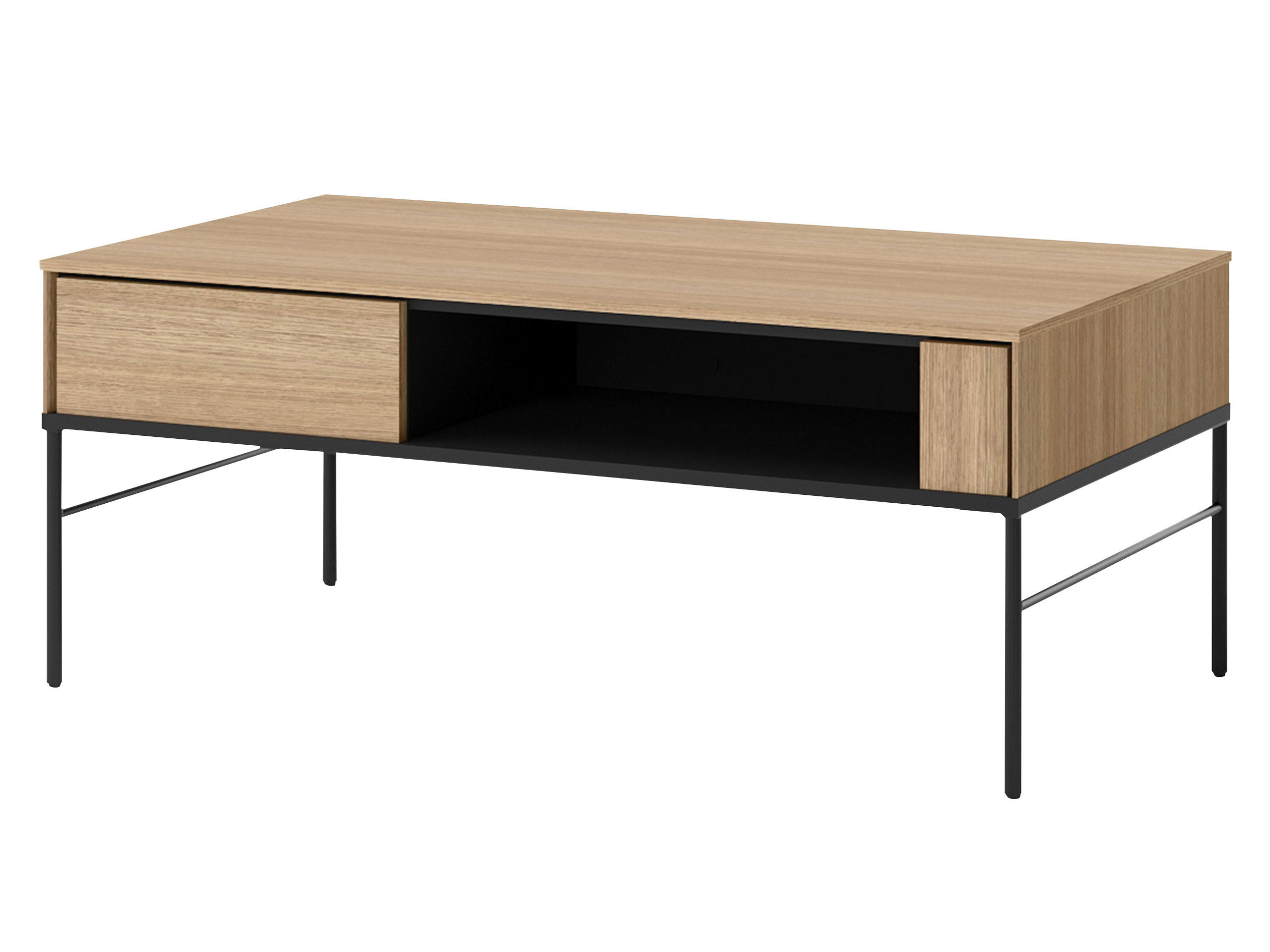 COUCHTISCH Visso VI-09 - Eichefarben/Schwarz, Holzwerkstoff/Metall (60/110/45cm) - MIRJAN24