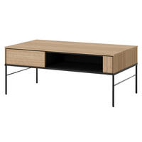 COUCHTISCH Visso VI-09 - Eichefarben/Schwarz, Holzwerkstoff/Metall (60/110/45cm) - MIRJAN24