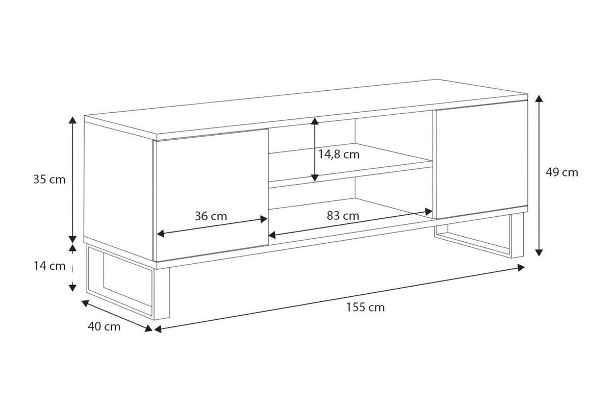 LOWBOARD Focus - Eichefarben/Schwarz, Holzwerkstoff (40/49/155cm) - RAUMHIRSCH FURNITURE