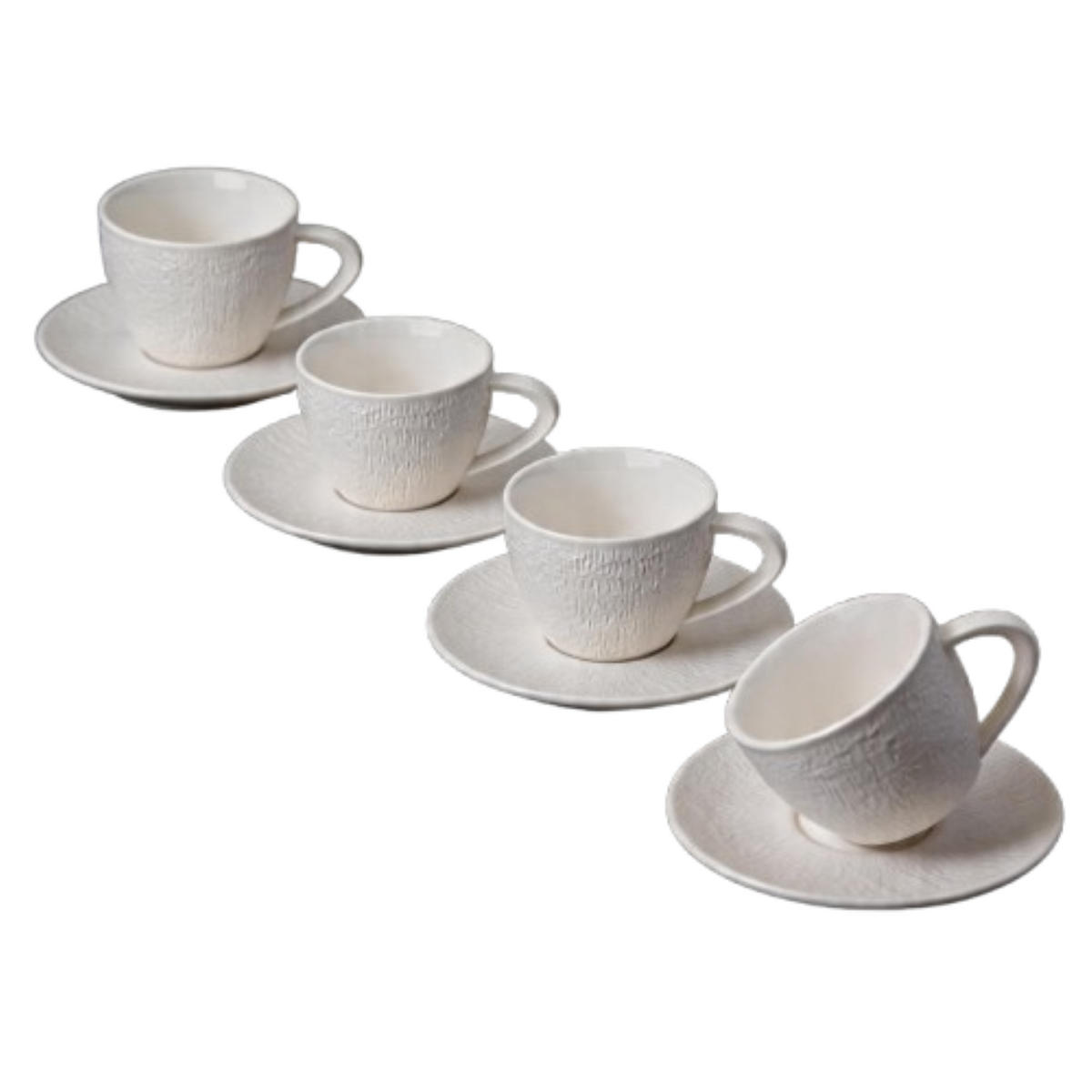 KAFFEETASSEN ALYA creme- weiß in Schieferoptik 12-tlg - Weiß, Keramik (15/21/17cm) - Mulex