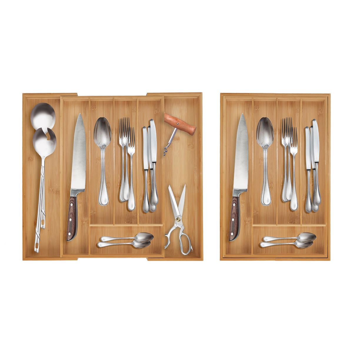 BESTECKKASTEN - Hellbraun, Holz/Kunststoff (590/5/47cm) - Relaxdays