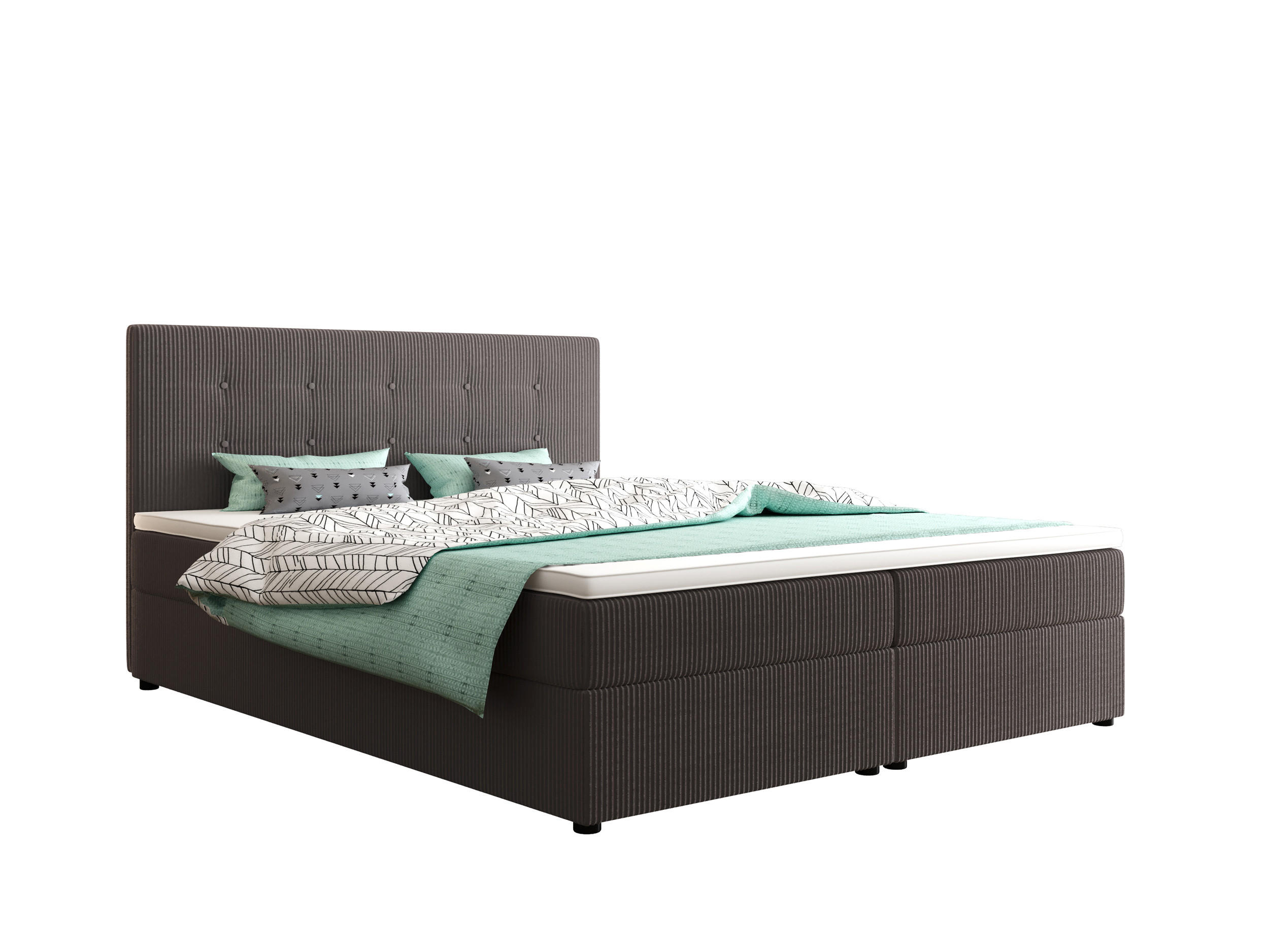 BOXBETT FADO 22 mit Matratze H3, Bonell und Topper 140x200 Zoom 21 - Grau, Holz/Textil (140/200cm) - Bedante