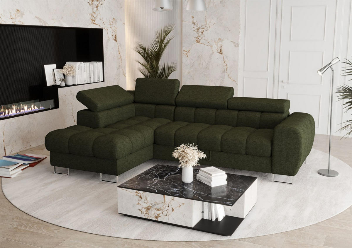 ECKSOFA Bastien Mit Schlaffunktion - Grün, Holzwerkstoff/Textil (170/260cm) - Fun Möbel