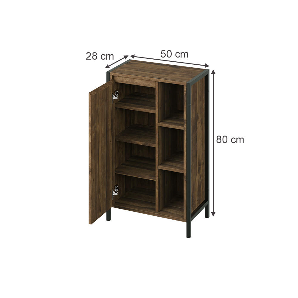 MIDISCHRANK Naola Eiche/Schwarz 50 x 80 cm mit 7 Fächern - Eichefarben/Schwarz, Holzwerkstoff (50/80/28cm) - Vicco