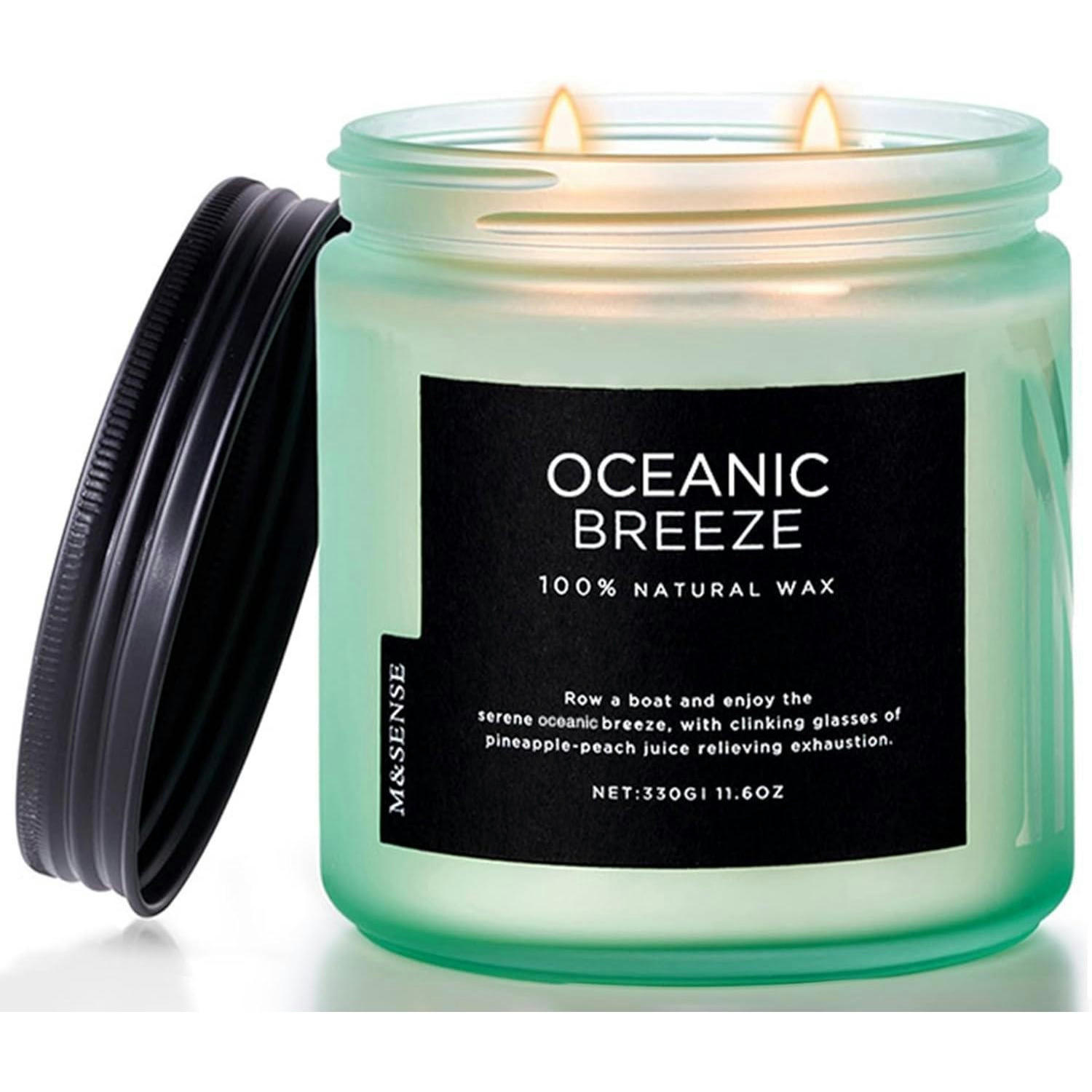 DUFTKERZE Oceanic Breeze Soja 330g 70h Brenndauer - Petrol, Paraffin (9.5cm)