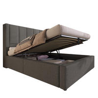 POLSTERBETT 90/200 cm mit Ladestation, verstecktem Becherhalter und hydraulischem Stauraum, Leinen, Grau - Grau, Textil (90/200cm) - Redom