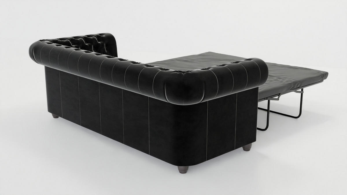 SITZGARNITUR mit Schlaffunktion 3+2+1 Chesterfield Nyx Schwarz Samt - Schwarz/Braun, Holz/Textil (203/72/86cm) - S-Style Möbel