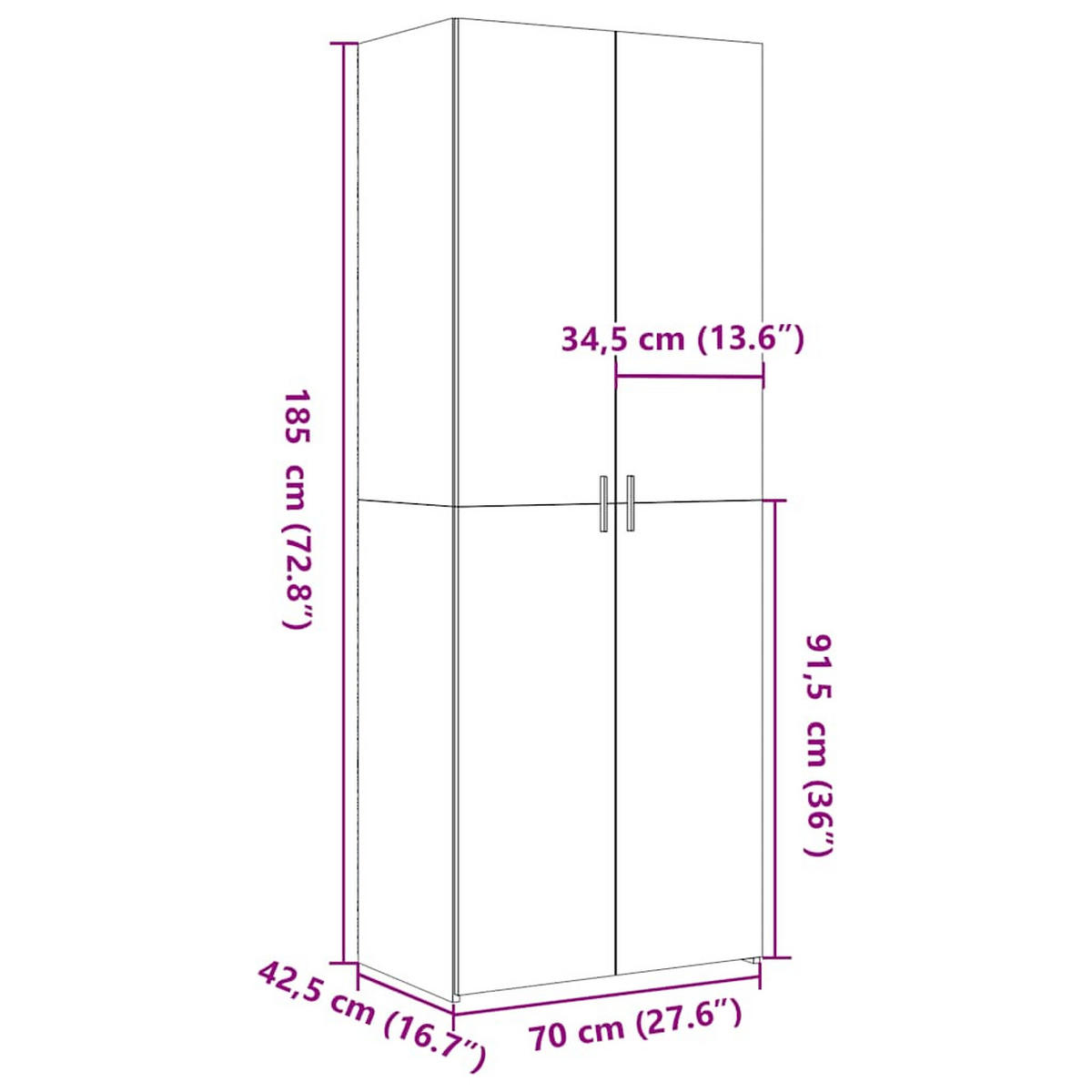 HIGHBOARD Weiss 70/42.5/185 Cm Holzwerkstoff - Weiß, Holzwerkstoff (42.5/185/70cm) - vidaXL