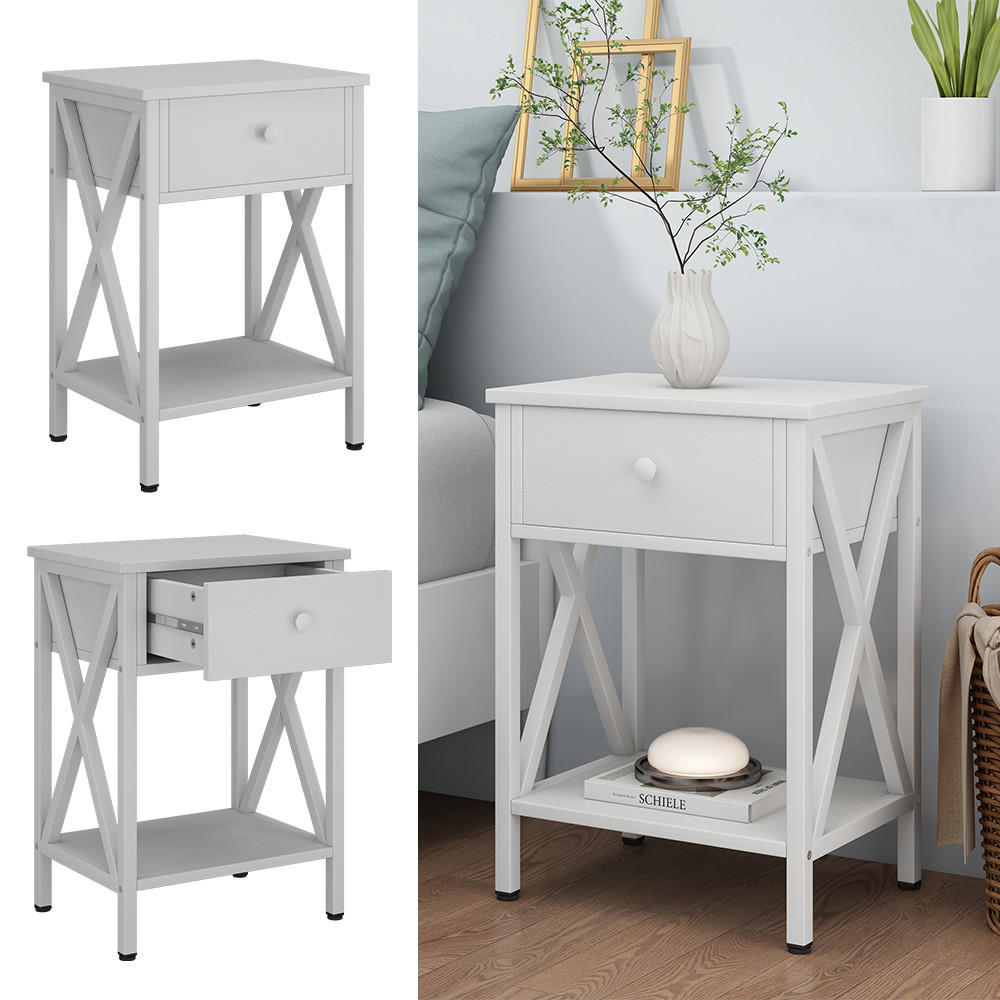 NACHTTISCH Keno Weiß 40 x 55 cm mit Schublade - Weiß, Holzwerkstoff (40/55/30cm) - Vicco