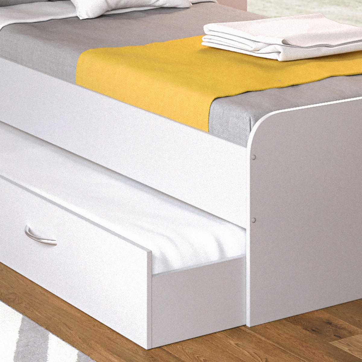 AUSZIEHBETT FÜR KINDER Enzo Weiß 90x200 cm mit Matratze - Weiß, Holzwerkstoff (203.2/52.4/94cm) - VitaliSpa