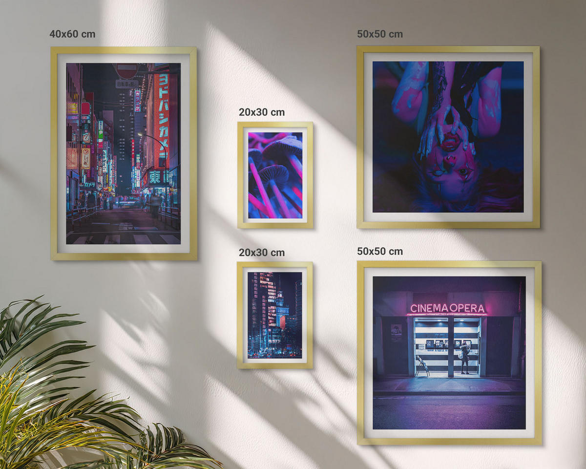 BILDER SET 5er Set - 50x50 cm & 20x30 cm & 40x60 cm Goldrahmen - Kosmische Sternenlandschaften - Goldfarben, Kunststoff (40/60cm) - TULUP