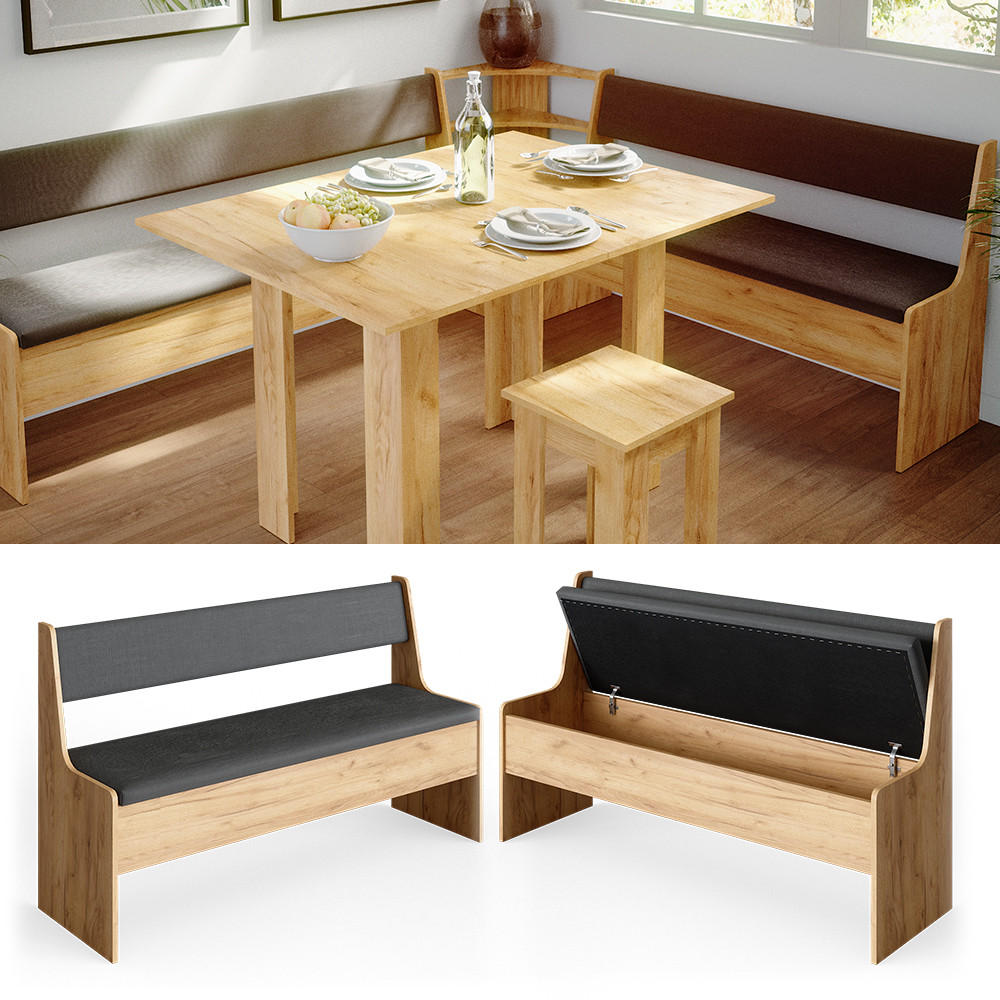 ESSZIMMER-BANK Roman Sandeiche 136.6 x 41.5 cm - Anthrazit/Eiche Wotan, Holzwerkstoff (41.5/80/136.6cm) - Vicco