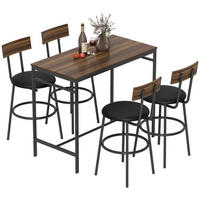 BARTISCH-SET 5-teilig DE-07994 mit 4 Stühlen, Industriedesign Braun - Braun, Metall (55/90/110cm) - ComfortXL