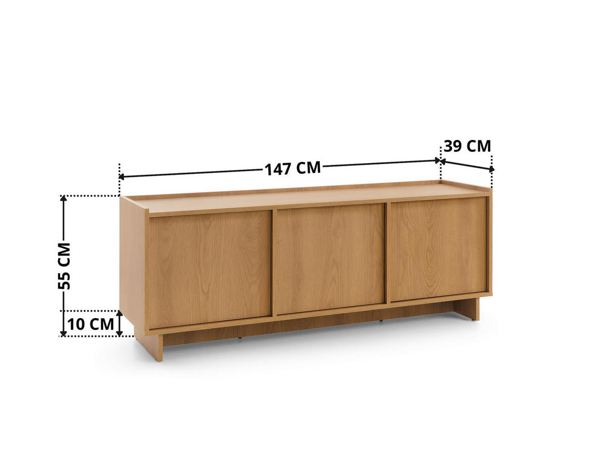 TV-LOWBOARD SUNA 147 cm (Karamell Eiche, Push to Open) - Eichefarben, Holz/Holzwerkstoff (147/55/39cm) - Ravio