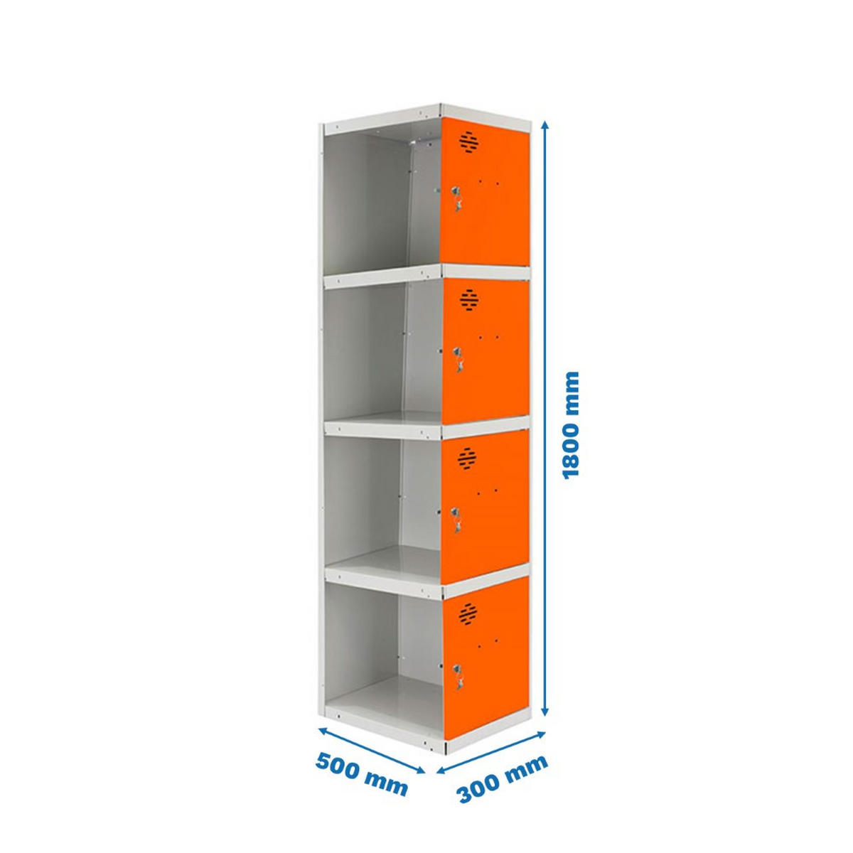 SPIND Amego HxBxT 180x30x50 cm 4 Abteile Anbaumodul Grau-Orange - Grau, Metall (30/180/50cm) - PROREGAL