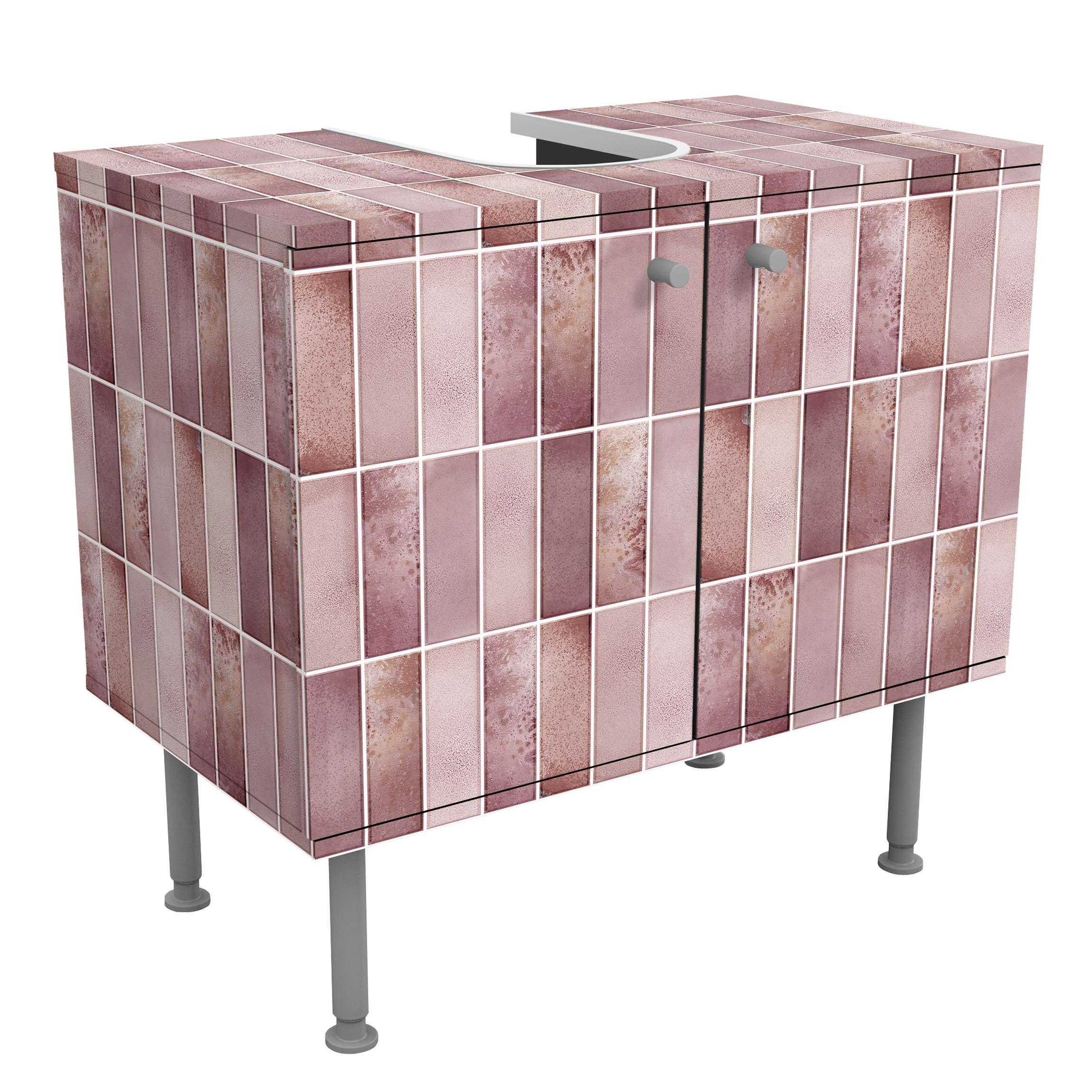 WASCHBECKENUNTERSCHRANK Metro Fliesen Keramikoptik Rosa 60/55/35 cm - Rosa, Holzwerkstoff (60/55/35cm) - Bilderwelten