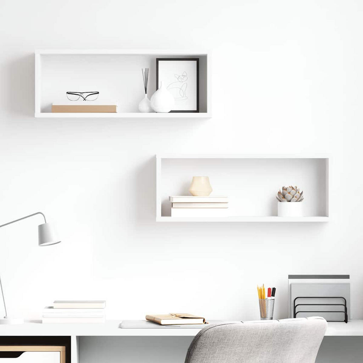 WÜRFELREGALE 2er set Weiß 60/15/23 Cm Holzwerkstoff - Weiß, Holz (60/23/15cm) - vidaXL