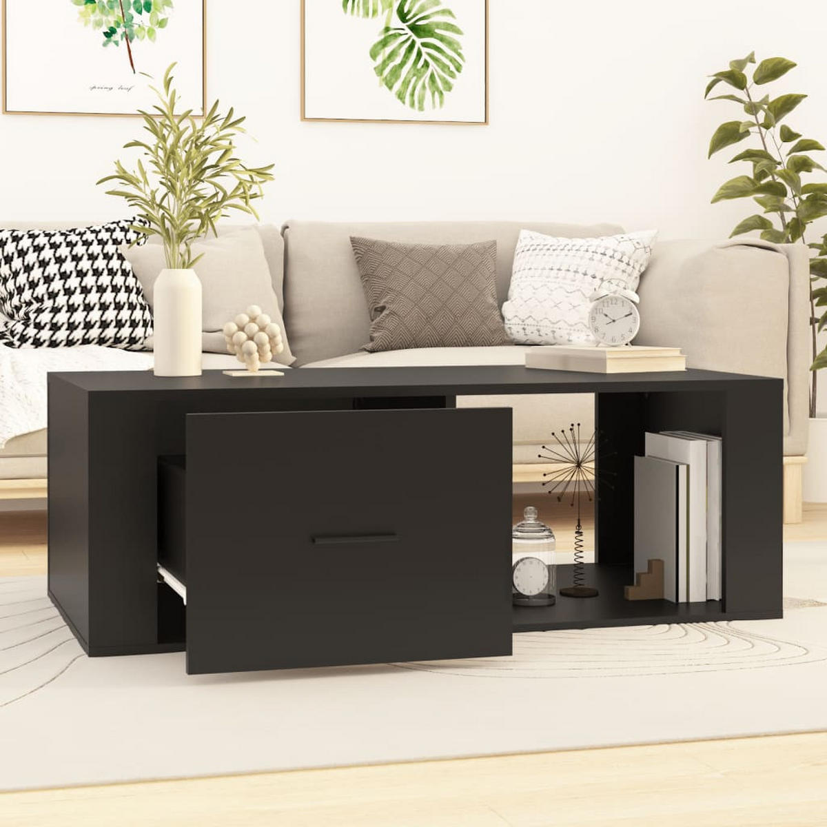 COUCHTISCH Schwarz 100x50,5x35 cm Holzwerkstoff - Schwarz, Holzwerkstoff (100/50.5/35cm) - furnicato