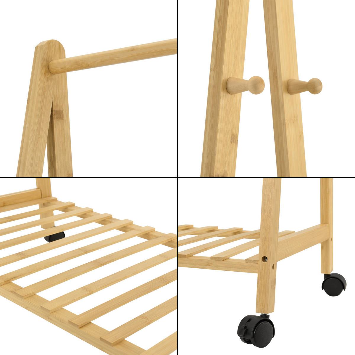 GARDEROBENSTÄNDER Öckerö - Naturfarben, Holz (69.5/152/43cm) - [en.casa]