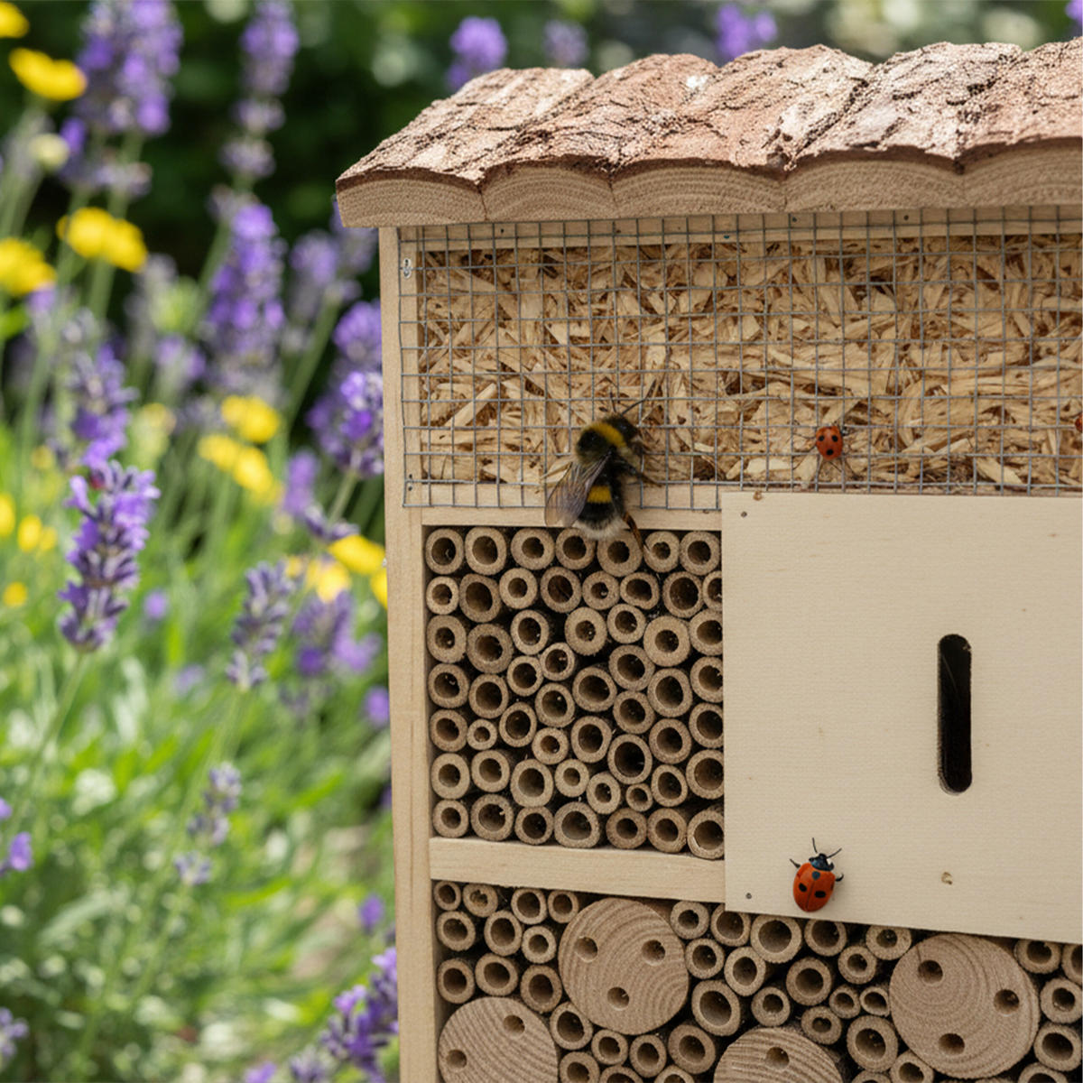 INSEKTENHOTEL - Hellbraun, Holz (30/28/10cm) - Relaxdays