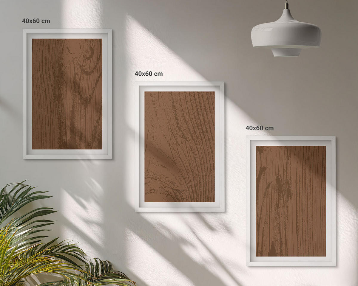 BILDER SET 3er Set - 40x60 cm Weißer Rahmen - Holzstruktur, Rinde, Minimalismus - Weiß, Kunststoff (40/60cm) - TULUP
