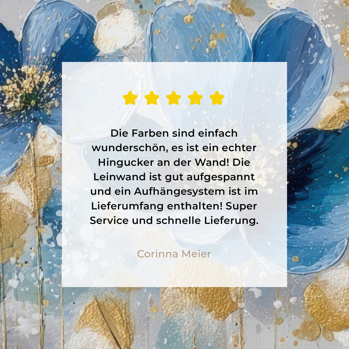 LEINWANDBILD Blumen - Blau - Abstrakt Deko Wohnzimmer 20x20 cm - Hellgrau, Textil (20/20cm) - MuchoWow