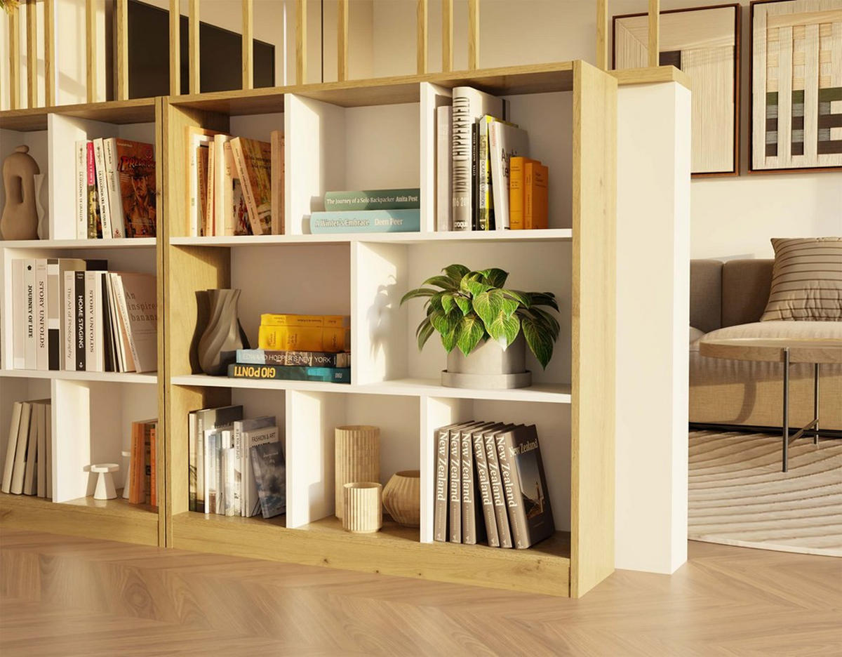 BÜCHERREGAL Artisan, Weiß 100/104/24 - Weiß, Holzwerkstoff (100/104/24cm) - RAUMHIRSCH FURNITURE