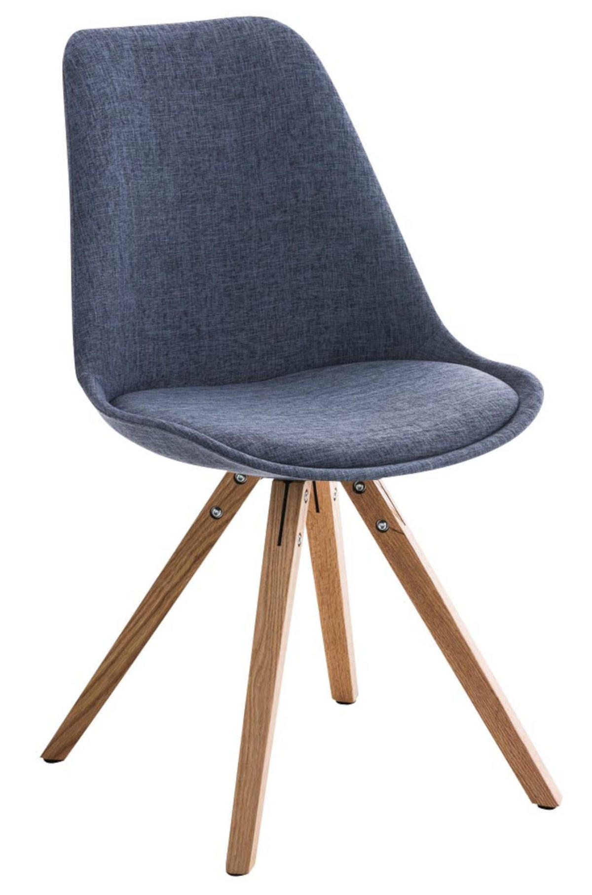 STUHL Stoff blau - Blau/Eukalyptusholzfarben, Holz/Textil (47/84/59cm) - CLP