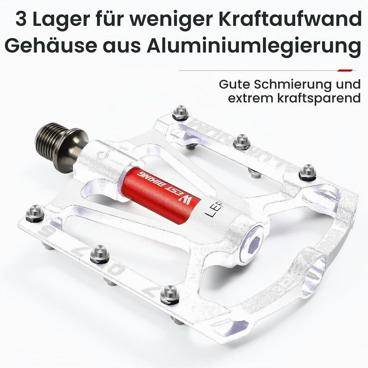 FAHRRADPEDALE Aluminium rutschfest 9/16 Zoll MTB E-Bike - Silberfarben, Metall (10/1.4/10cm)